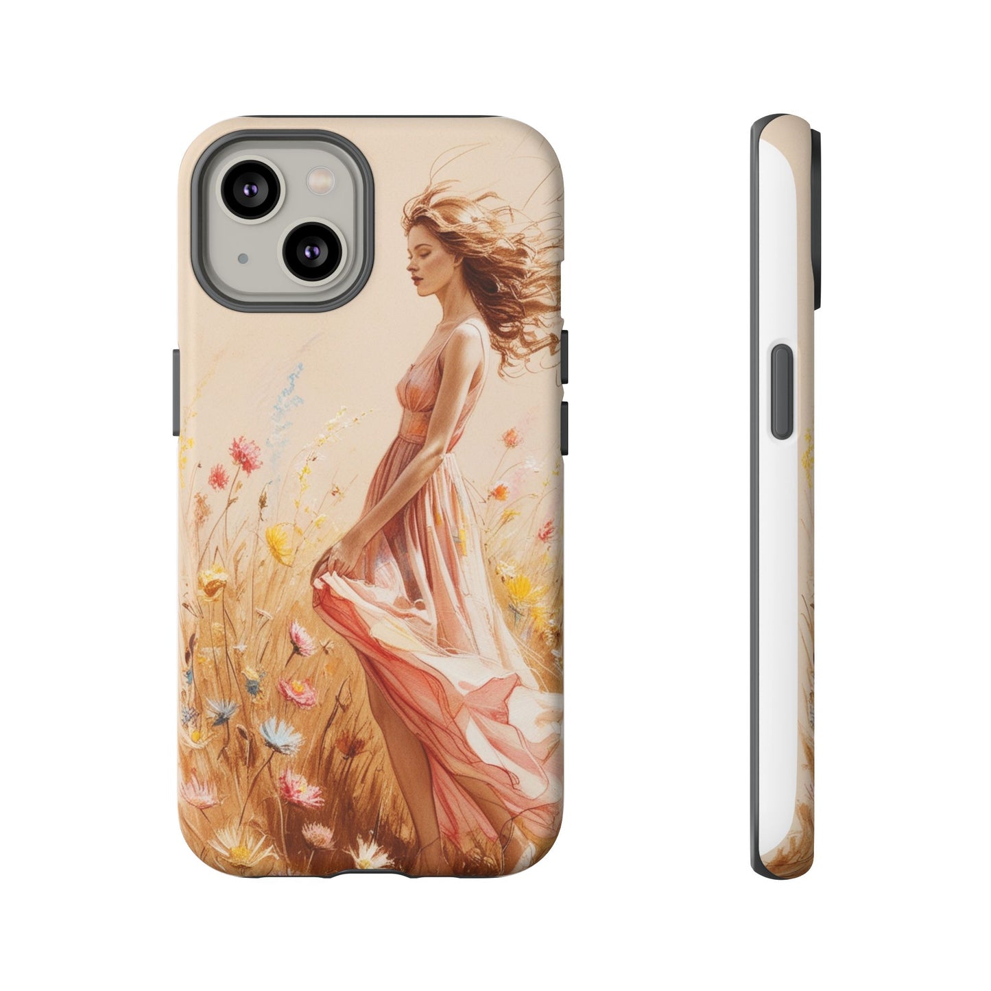 Phone Case - Vintage Woman Art Tough Case - Shockproof Matte & Glossy Finish
