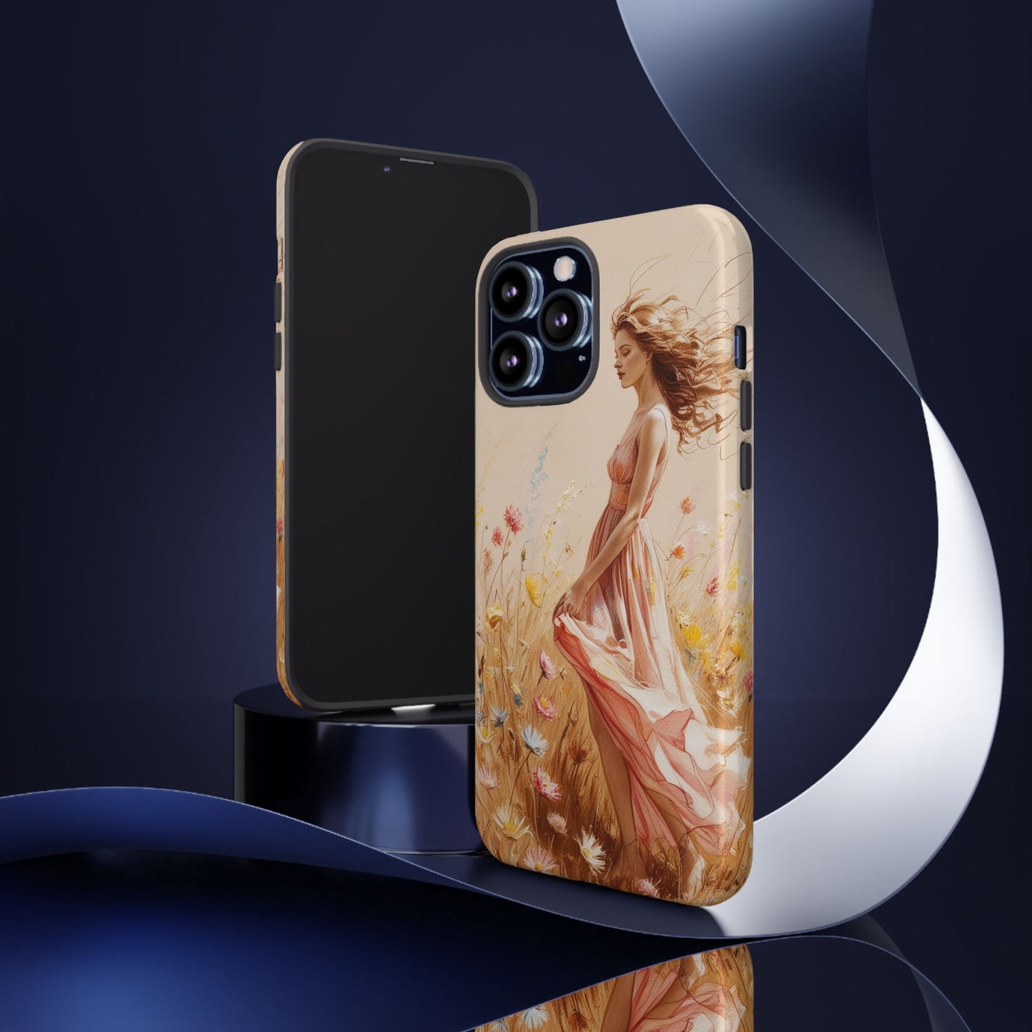 Phone Case - Vintage Woman Art Tough Case - Shockproof Matte & Glossy Finish