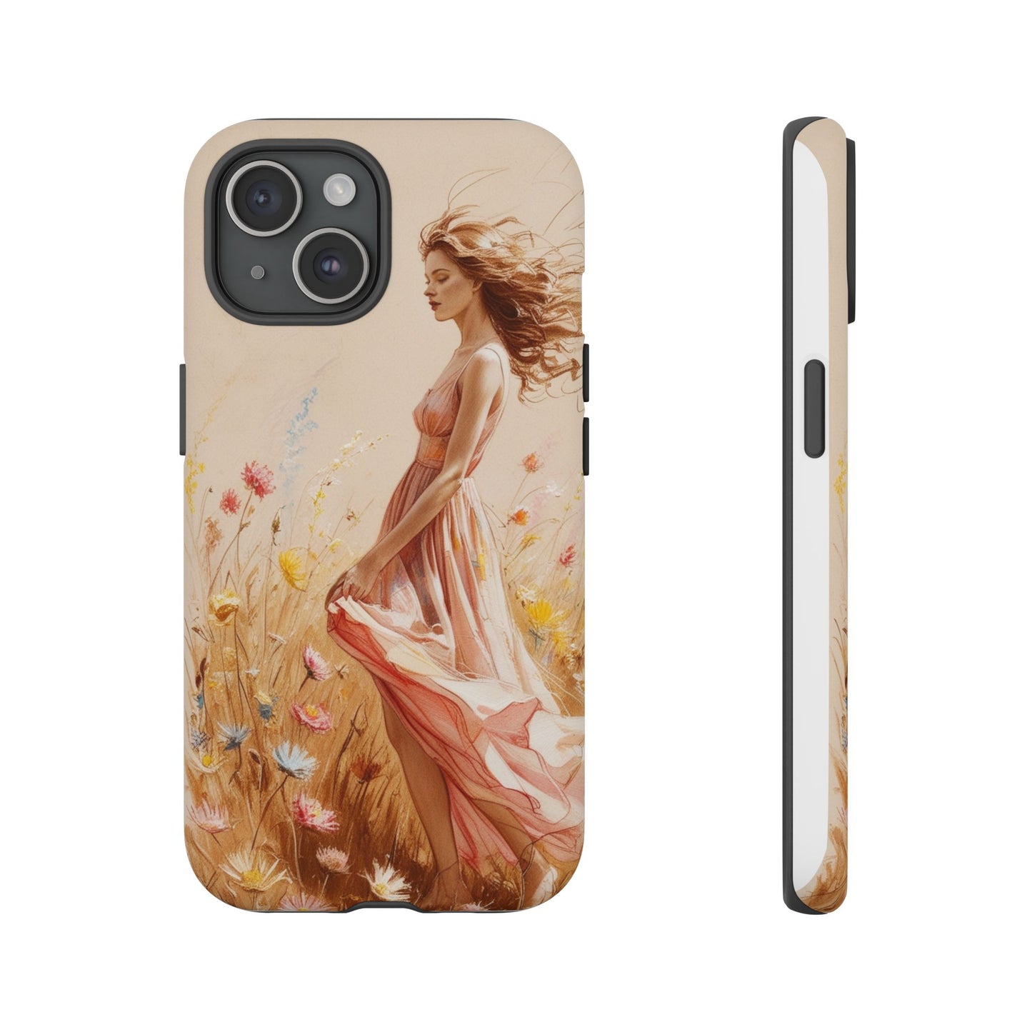 Phone Case - Vintage Woman Art Tough Case - Shockproof Matte & Glossy Finish