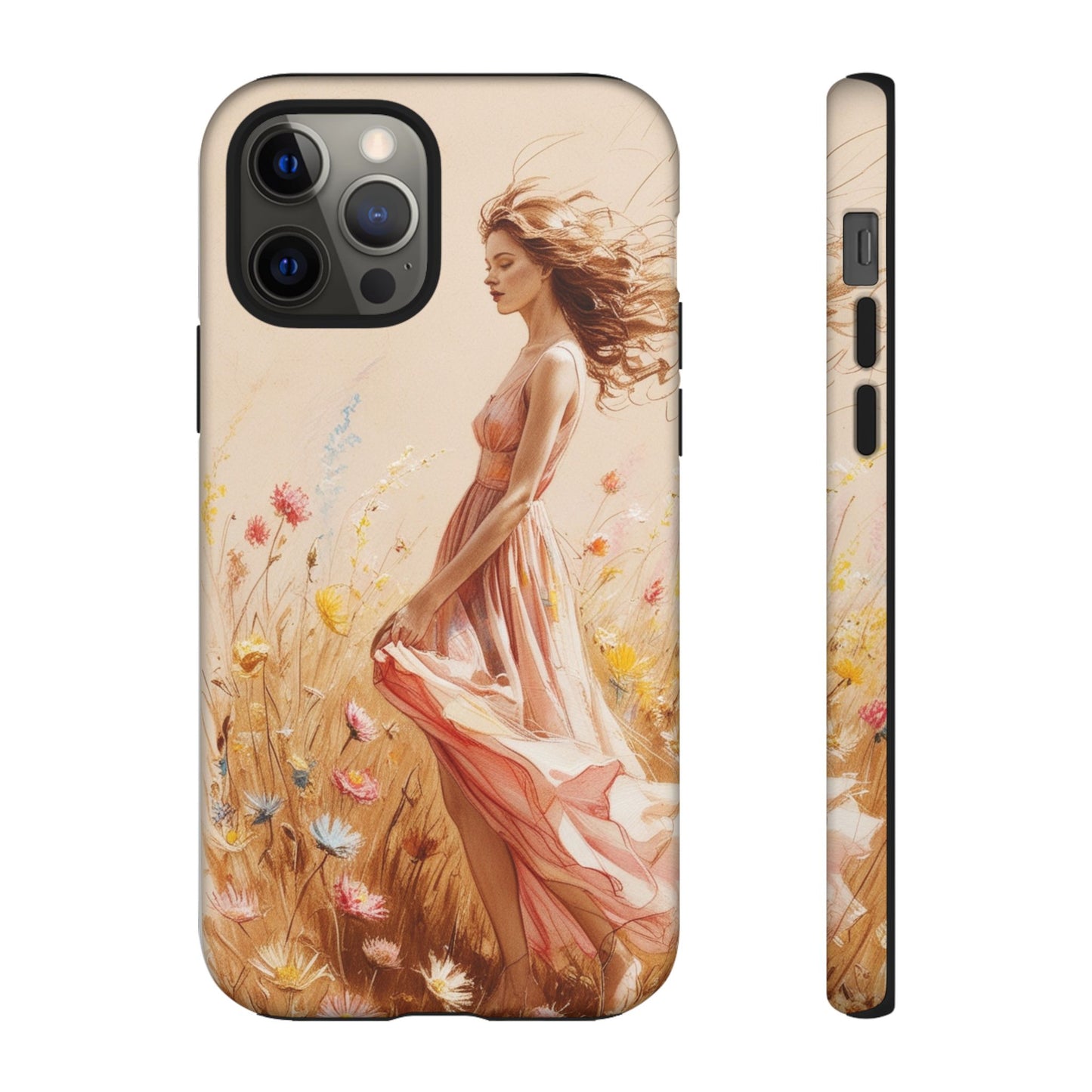 Phone Case - Vintage Woman Art Tough Case - Shockproof Matte & Glossy Finish