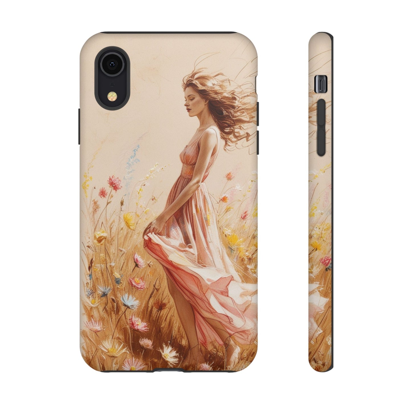 Phone Case - Vintage Woman Art Tough Case - Shockproof Matte & Glossy Finish