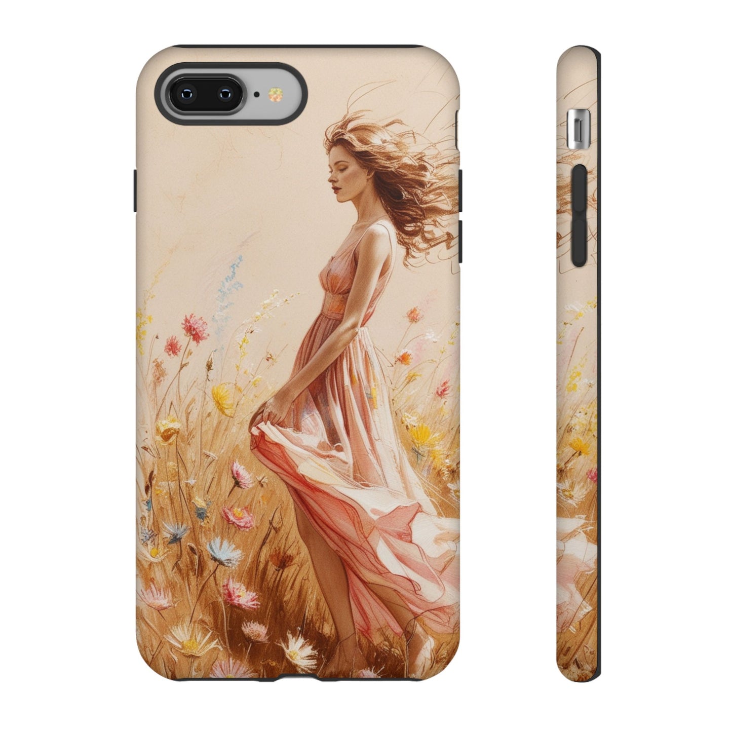 Phone Case - Vintage Woman Art Tough Case - Shockproof Matte & Glossy Finish