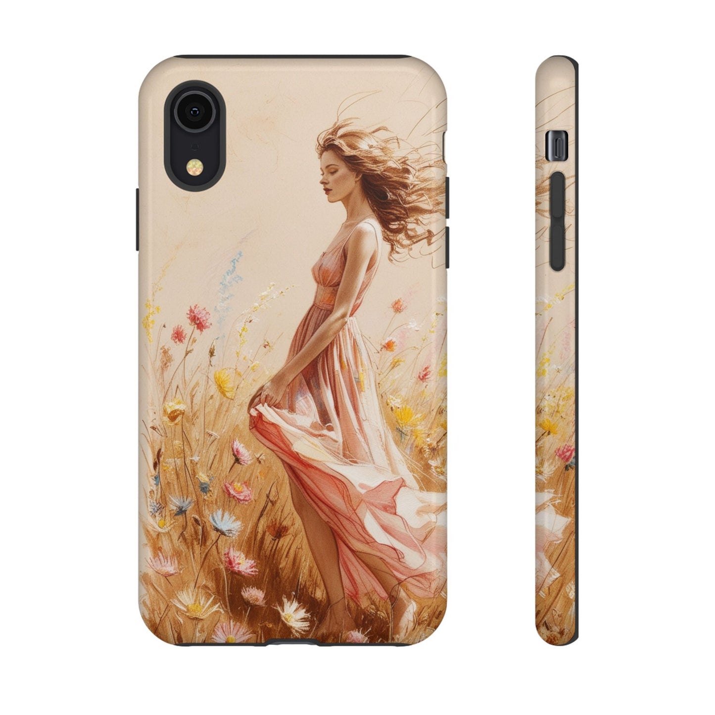 Phone Case - Vintage Woman Art Tough Case - Shockproof Matte & Glossy Finish