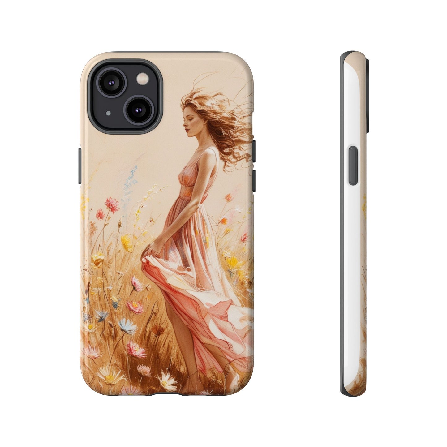 Phone Case - Vintage Woman Art Tough Case - Shockproof Matte & Glossy Finish