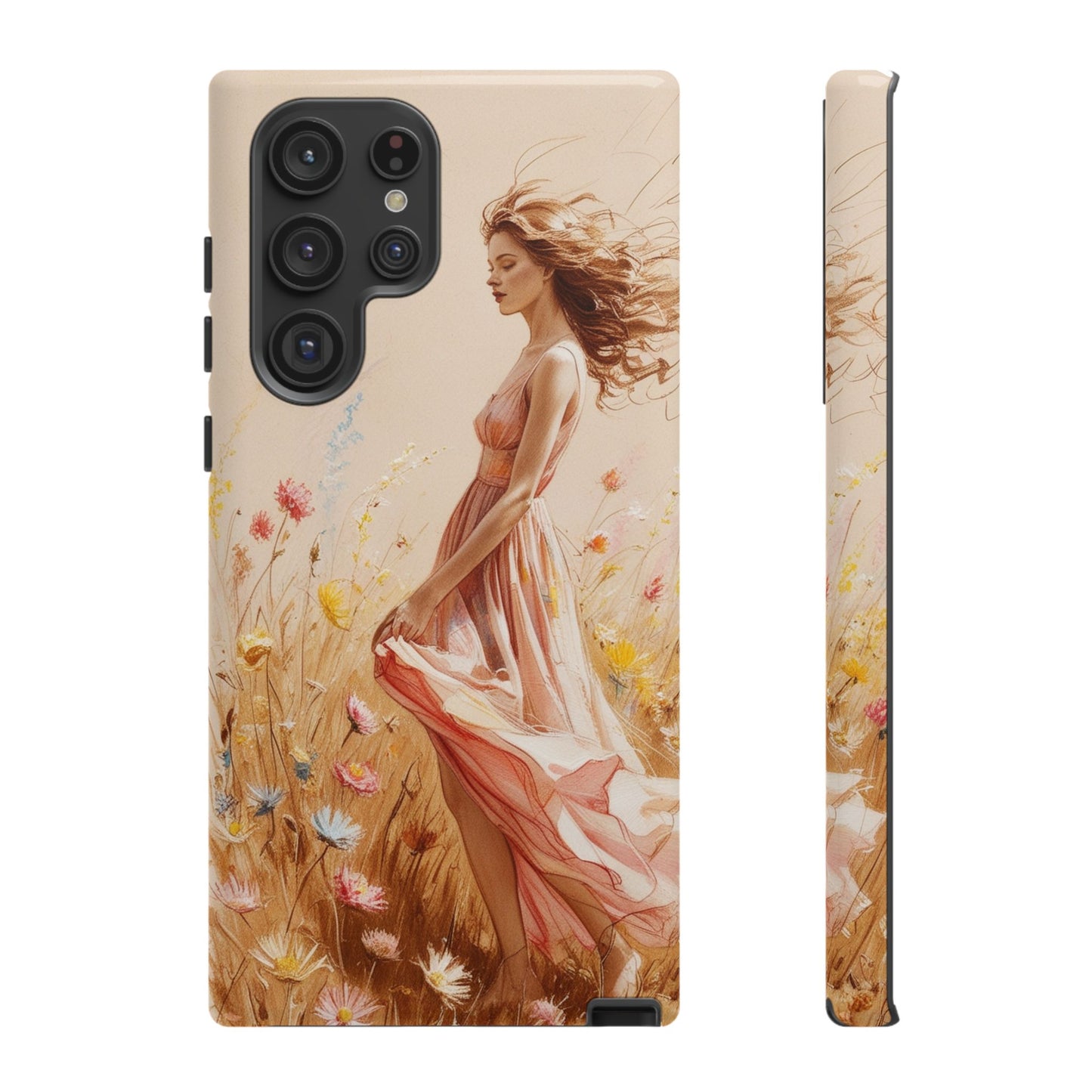 Phone Case - Vintage Woman Art Tough Case - Shockproof Matte & Glossy Finish