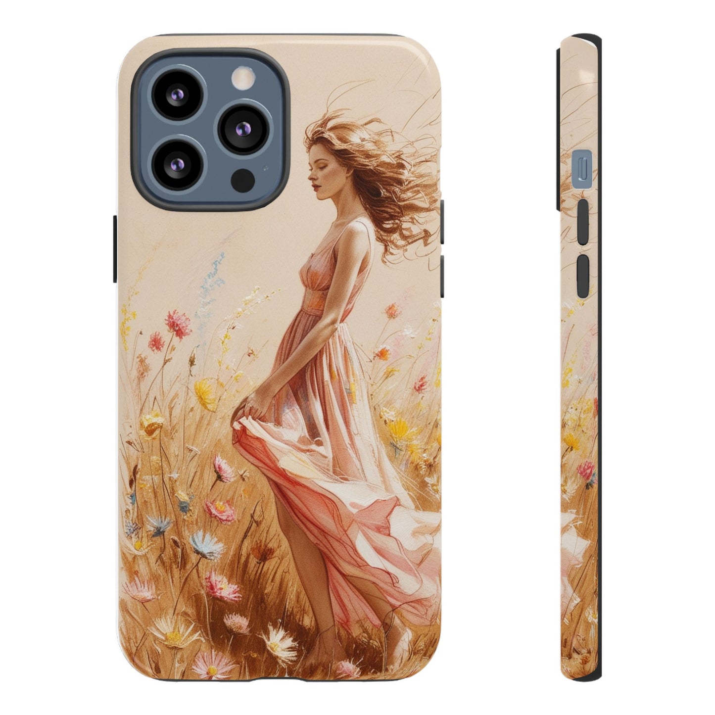 Phone Case - Vintage Woman Art Tough Case - Shockproof Matte & Glossy Finish
