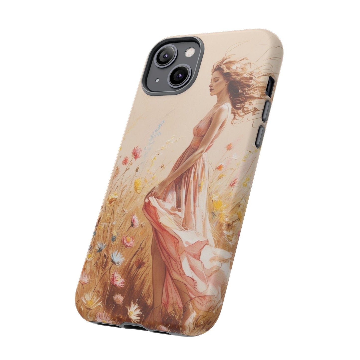 Phone Case - Vintage Woman Art Tough Case - Shockproof Matte & Glossy Finish