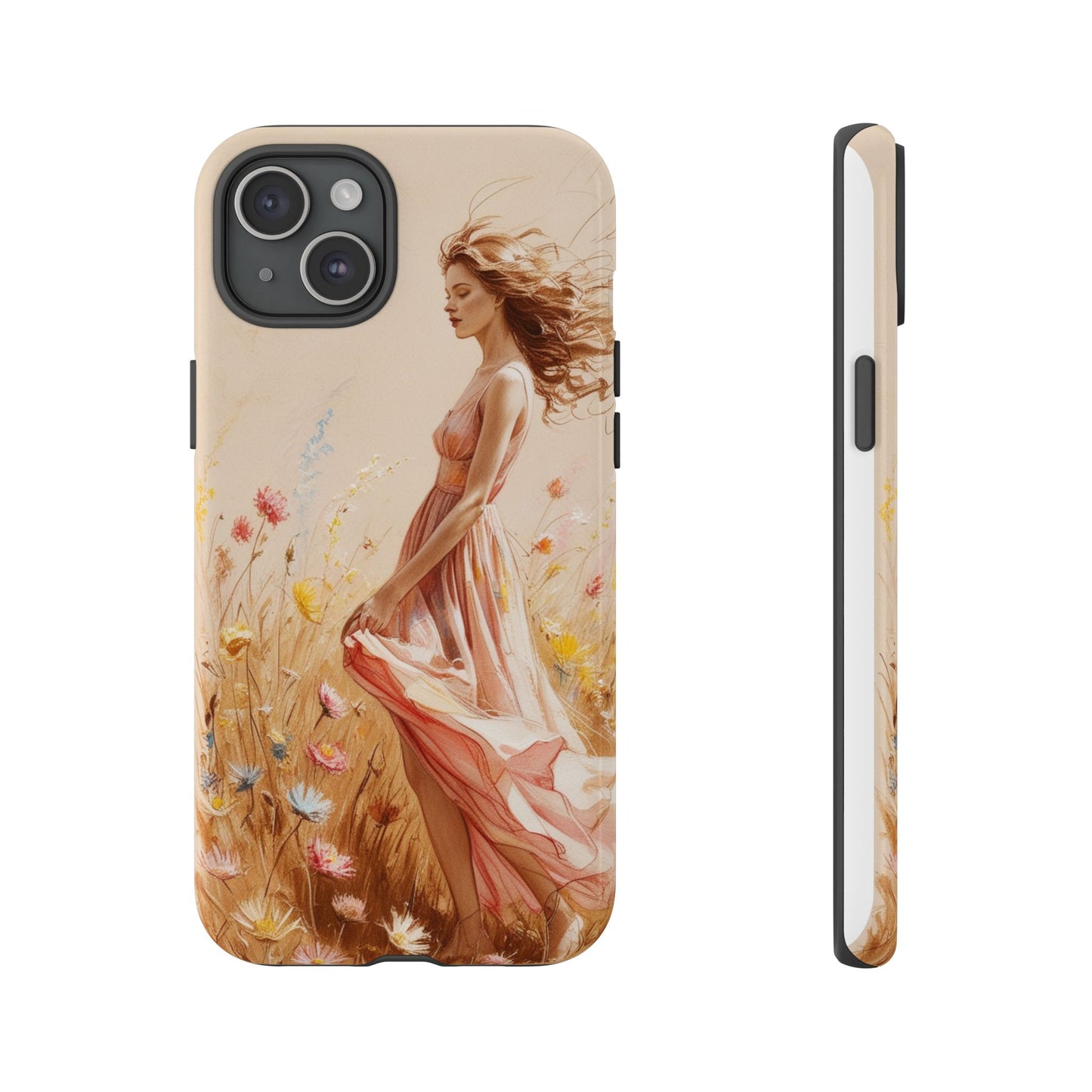 Phone Case - Vintage Woman Art Tough Case - Shockproof Matte & Glossy Finish