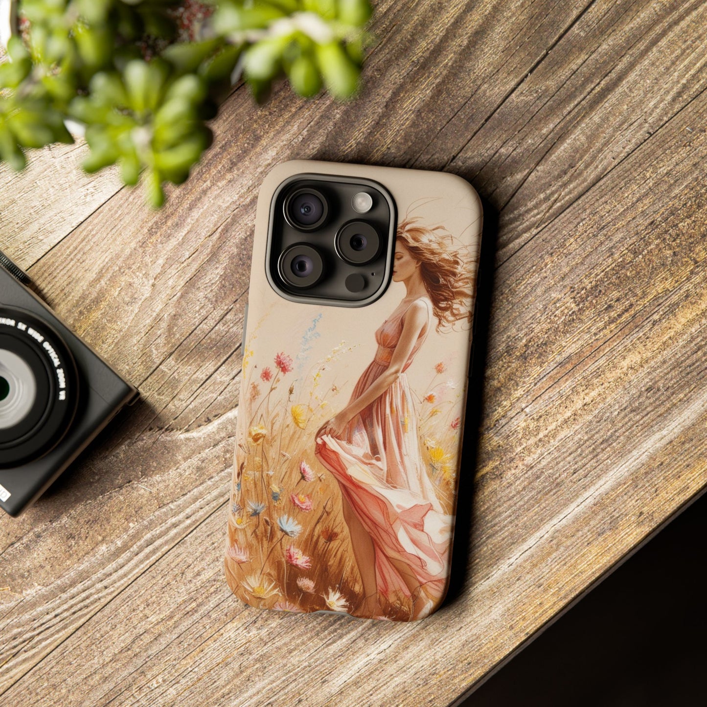 Phone Case - Vintage Woman Art Tough Case - Shockproof Matte & Glossy Finish