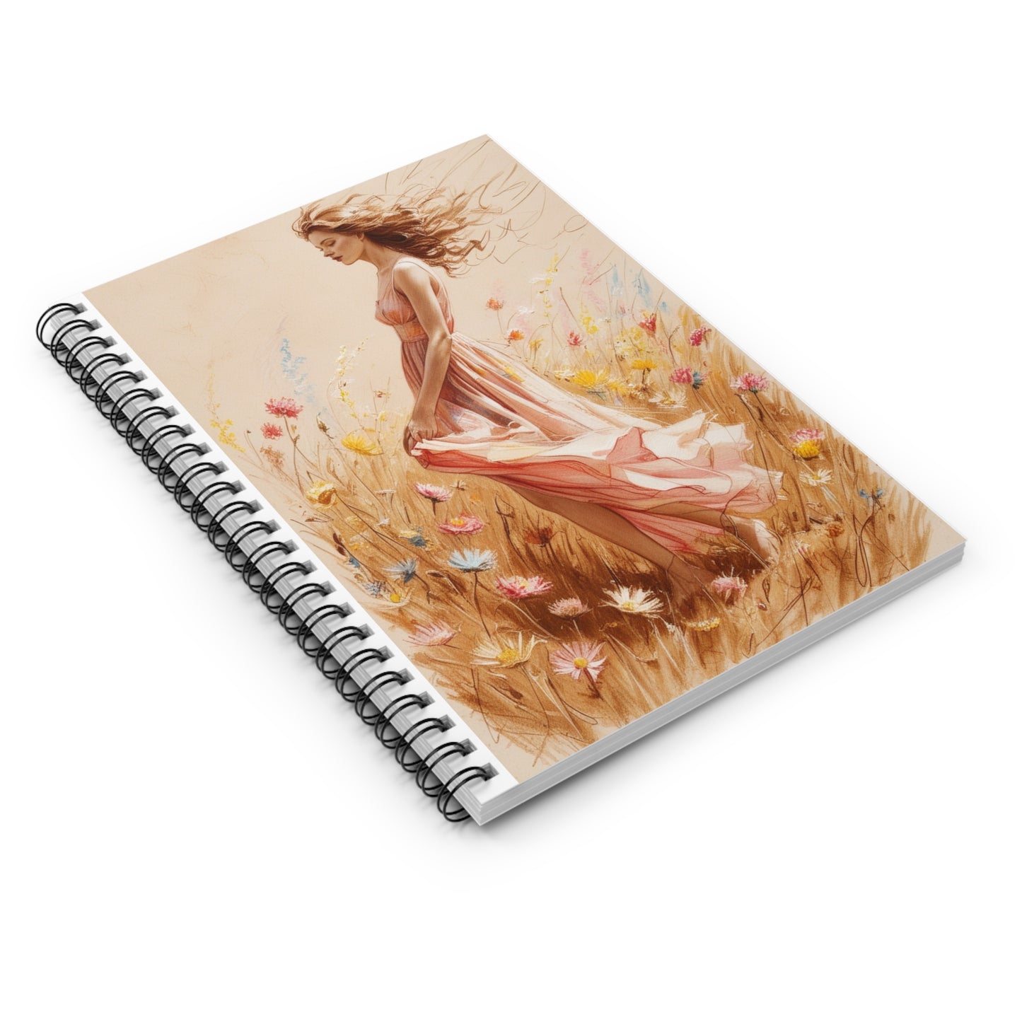Vintage Woman Art Spiral Notebook – Ruled Line Journal