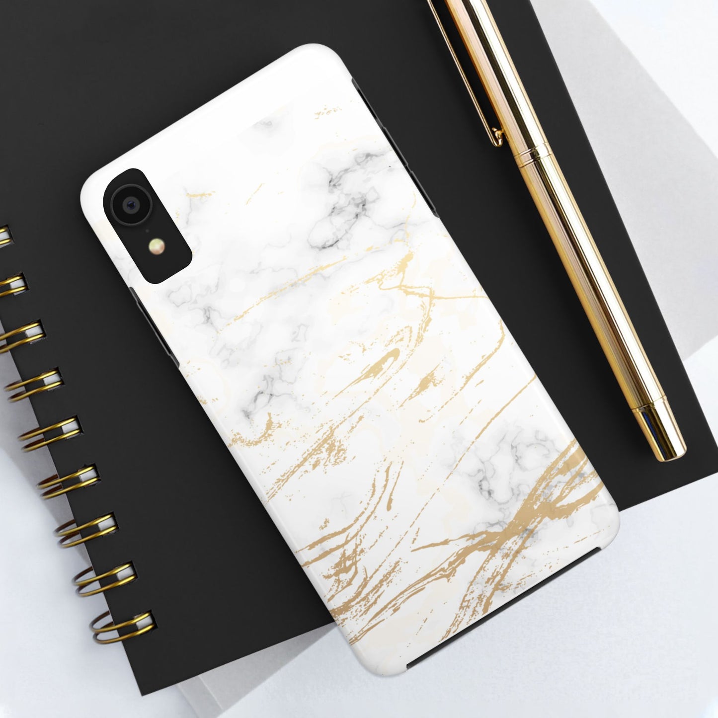 Gold Marble Tough Phone Case – Shockproof Luxury Cover for iPhone & Samsung