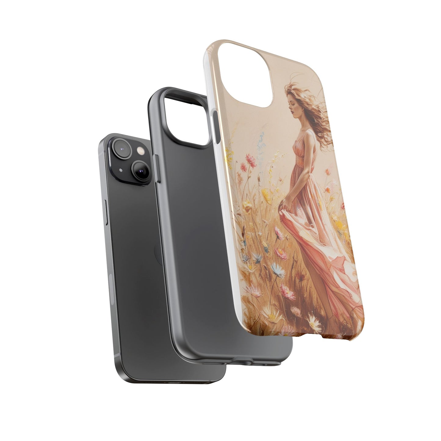 Phone Case - Vintage Woman Art Tough Case - Shockproof Matte & Glossy Finish