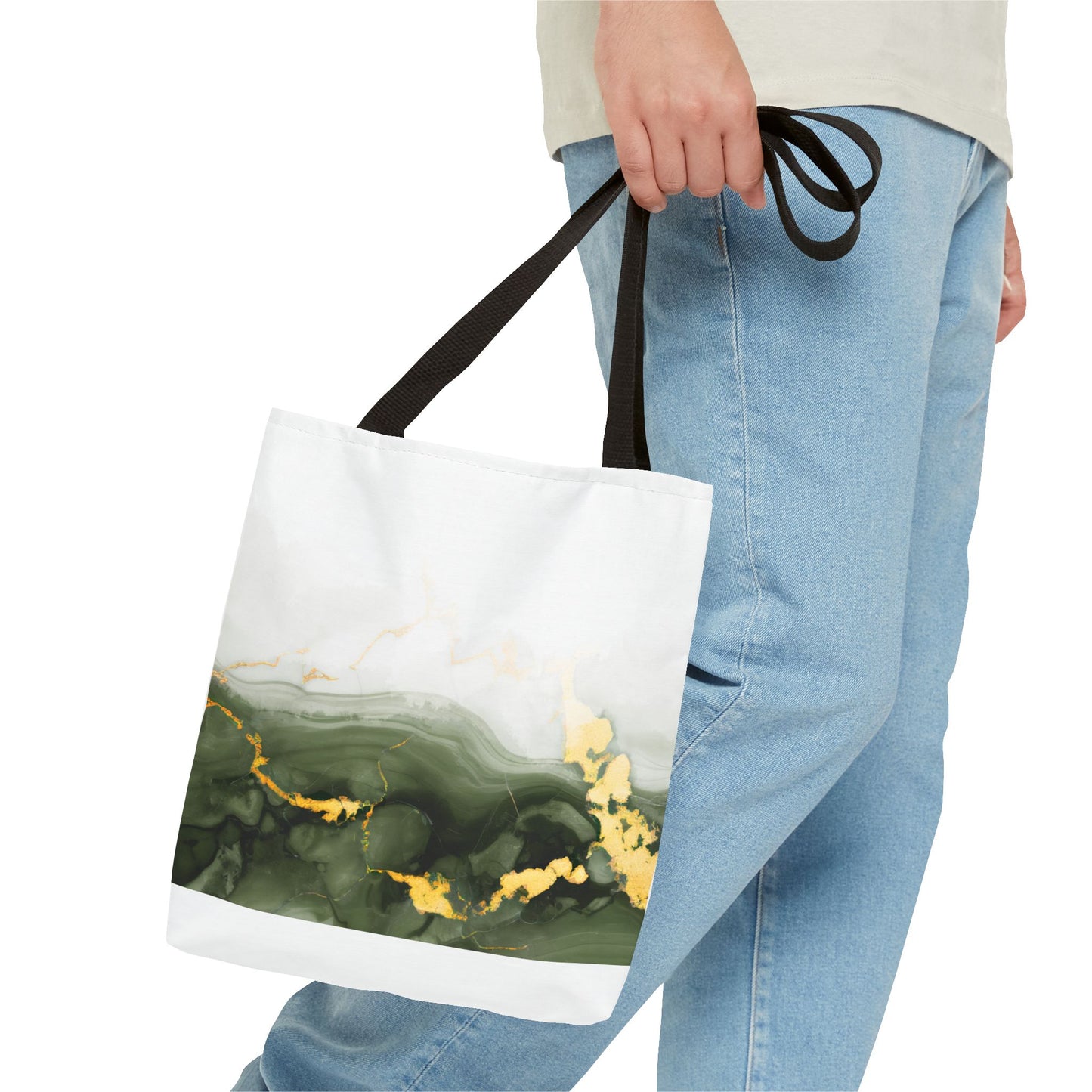 Green Marble Tote Bag – All Over Print Elegant Carryall