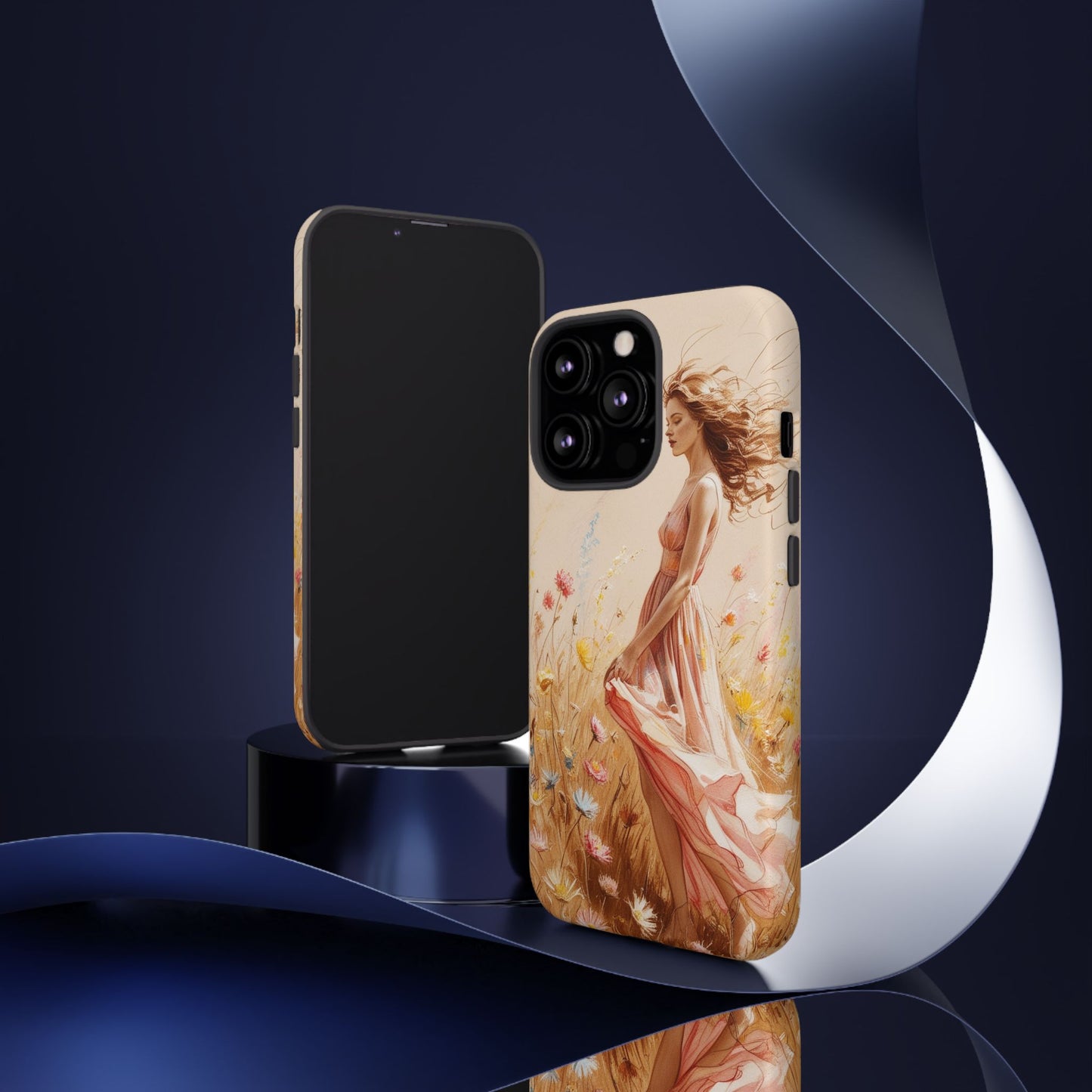 Phone Case - Vintage Woman Art Tough Case - Shockproof Matte & Glossy Finish
