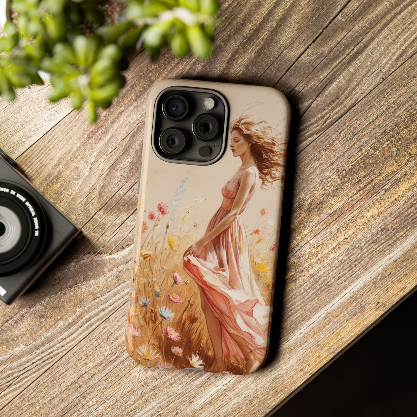 Phone Case - Vintage Woman Art Tough Case - Shockproof Matte & Glossy Finish