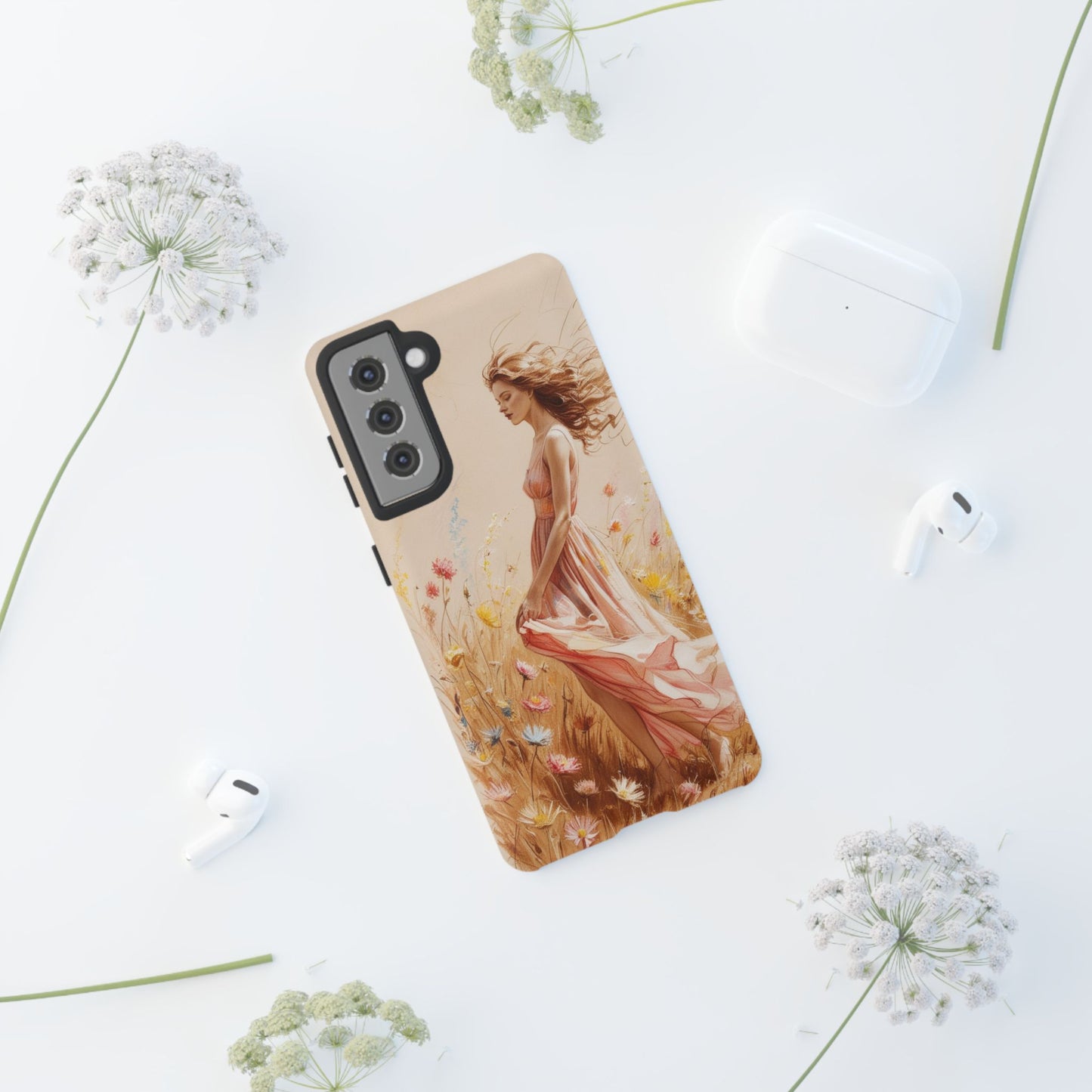 Phone Case - Vintage Woman Art Tough Case - Shockproof Matte & Glossy Finish
