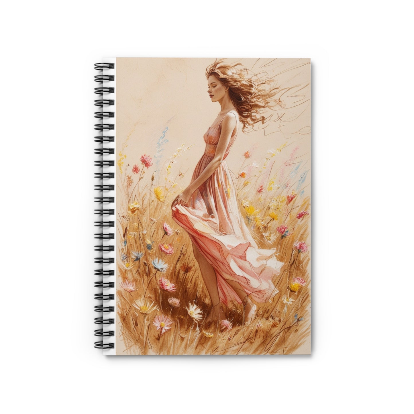 Vintage Woman Art Spiral Notebook – Ruled Line Journal