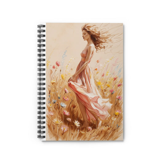 Vintage Woman Art Spiral Notebook – Ruled Line Journal