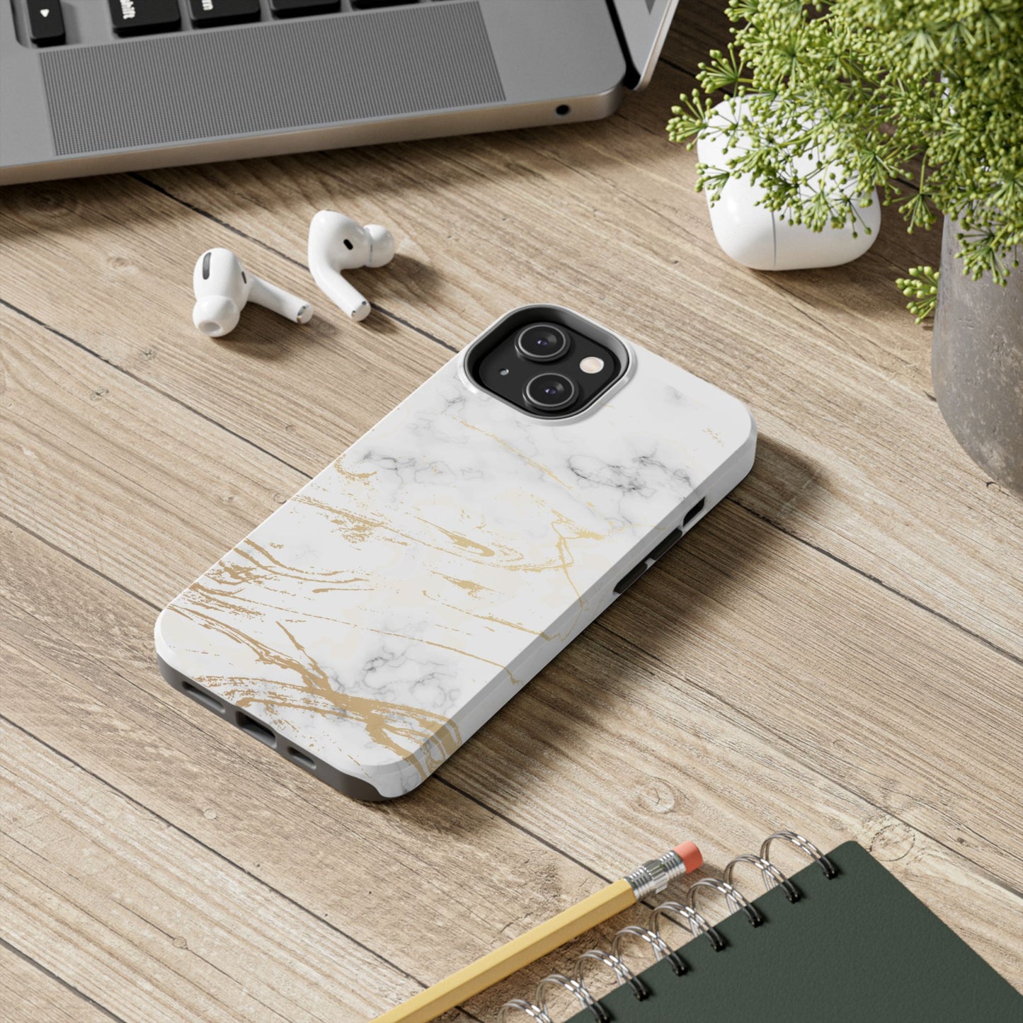 Gold Marble Tough Phone Case – Shockproof Luxury Cover for iPhone & Samsung