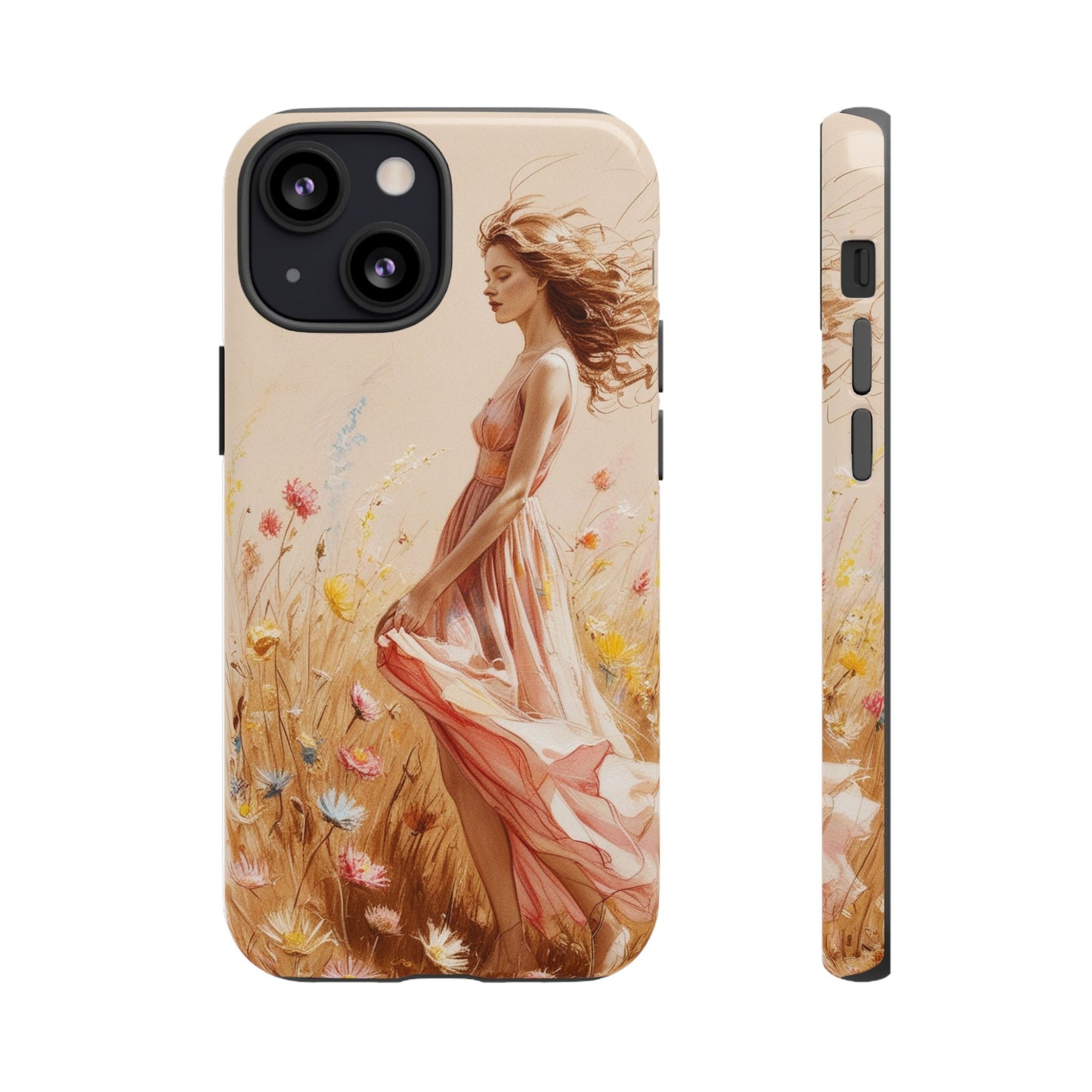 Phone Case - Vintage Woman Art Tough Case - Shockproof Matte & Glossy Finish