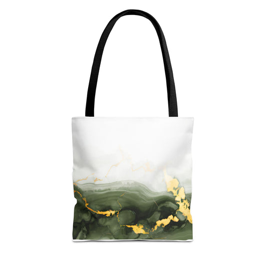 Green Marble Tote Bag – All Over Print Elegant Carryall