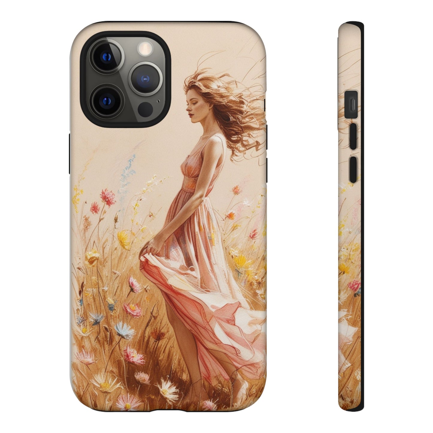 Phone Case - Vintage Woman Art Tough Case - Shockproof Matte & Glossy Finish