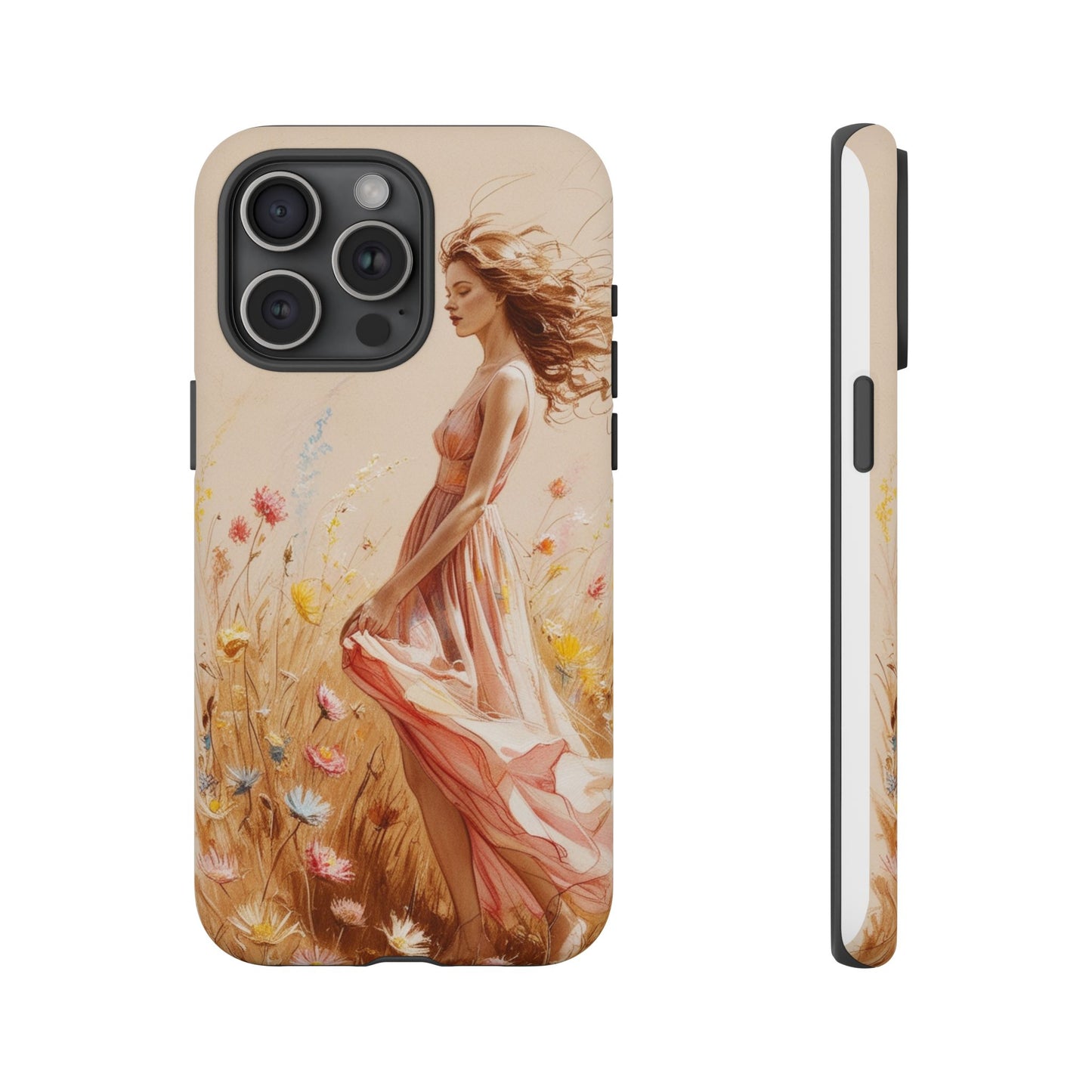 Phone Case - Vintage Woman Art Tough Case - Shockproof Matte & Glossy Finish