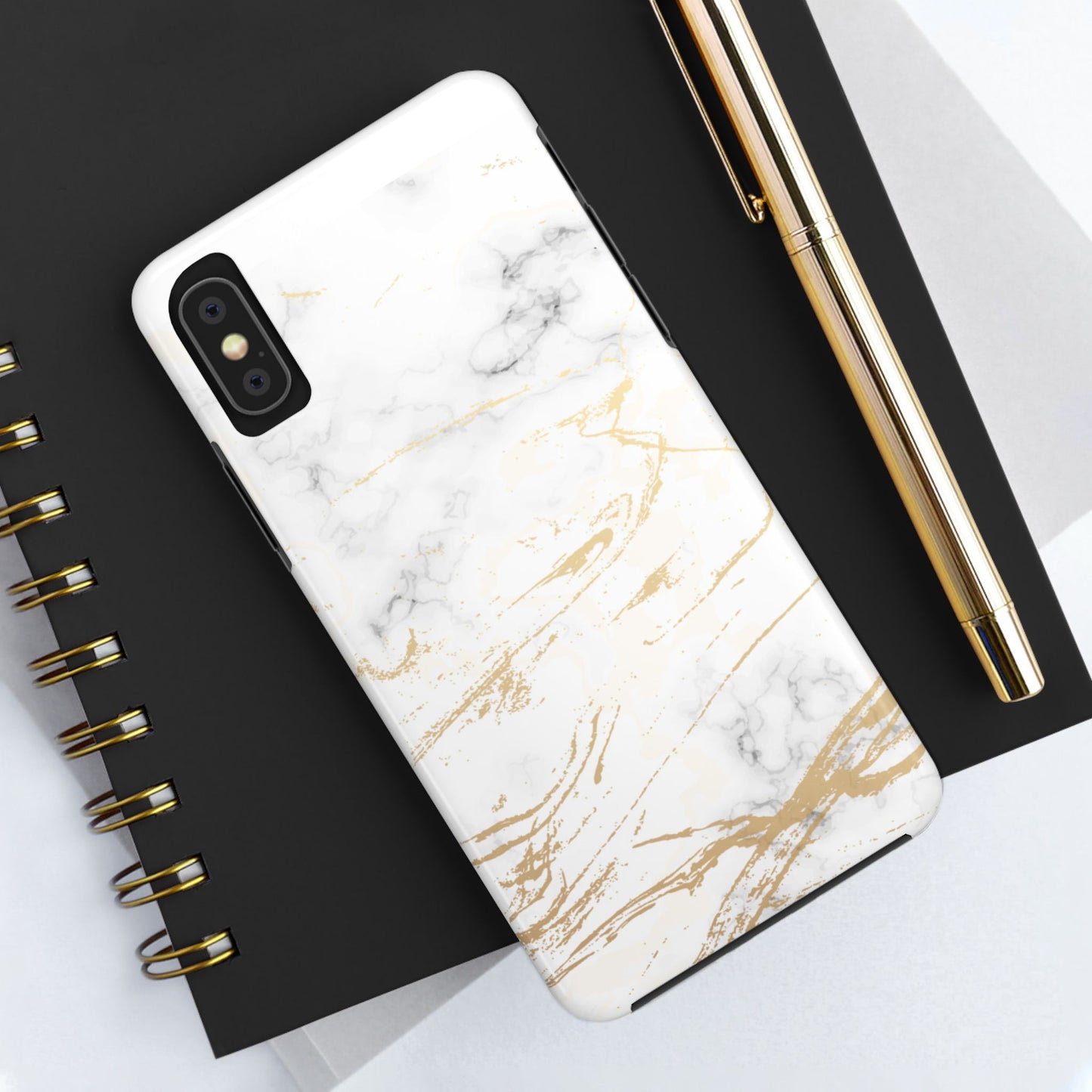 Gold Marble Tough Phone Case – Shockproof Luxury Cover for iPhone & Samsung