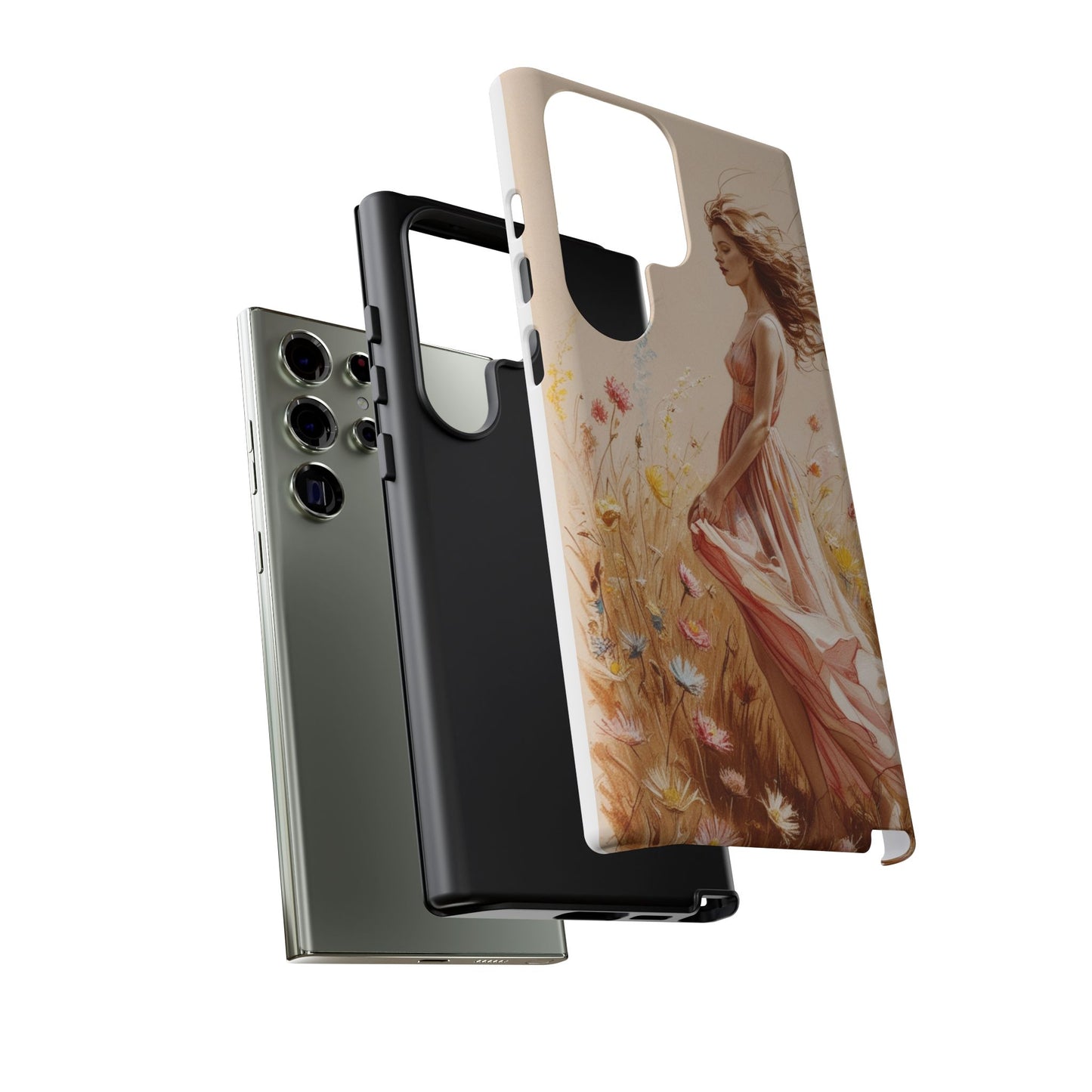 Phone Case - Vintage Woman Art Tough Case - Shockproof Matte & Glossy Finish