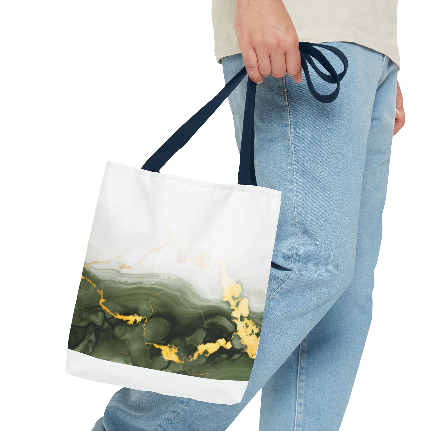 Green Marble Tote Bag – All Over Print Elegant Carryall