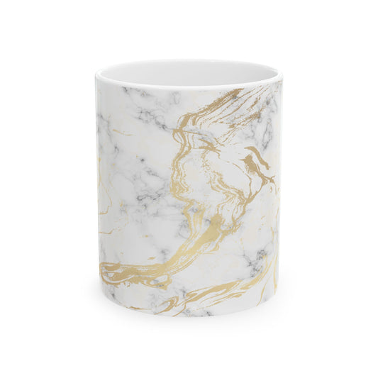 White Marble Ceramic Mug – 11oz & 15oz Coffee Tea Cup
