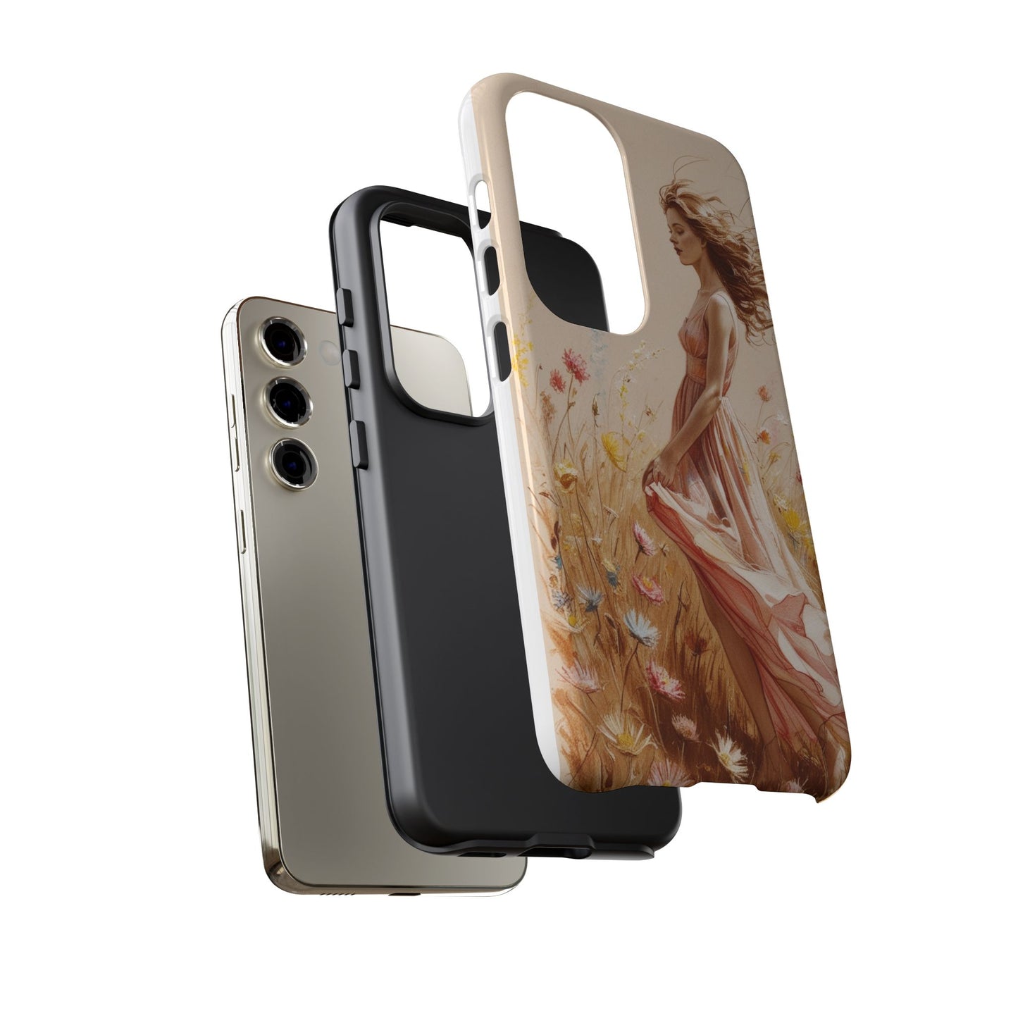 Phone Case - Vintage Woman Art Tough Case - Shockproof Matte & Glossy Finish