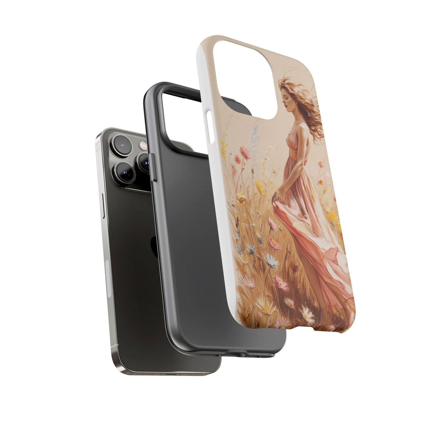 Phone Case - Vintage Woman Art Tough Case - Shockproof Matte & Glossy Finish