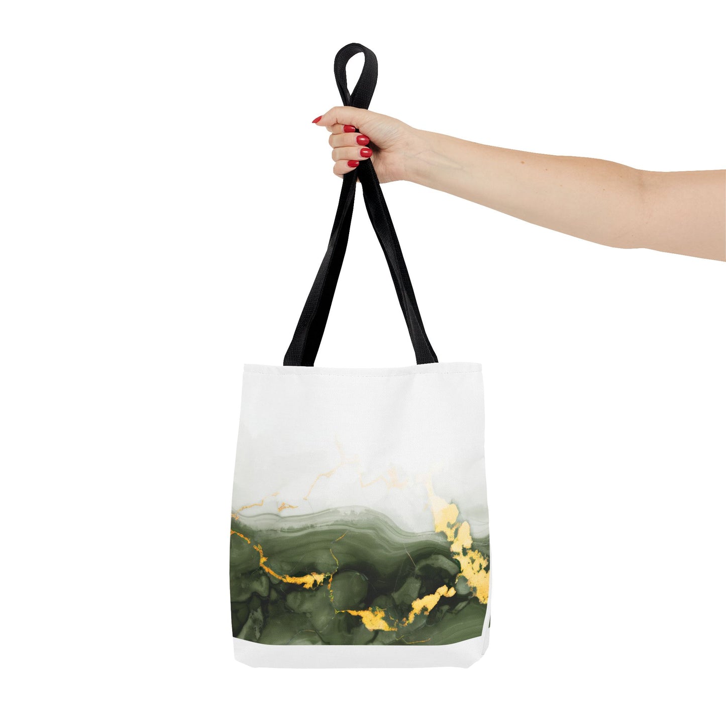 Green Marble Tote Bag – All Over Print Elegant Carryall
