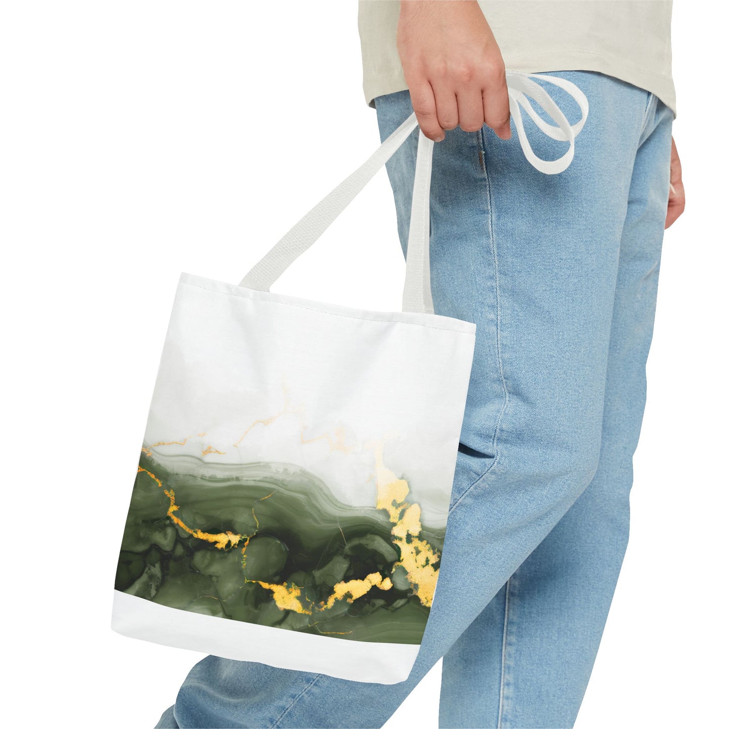 Green Marble Tote Bag – All Over Print Elegant Carryall