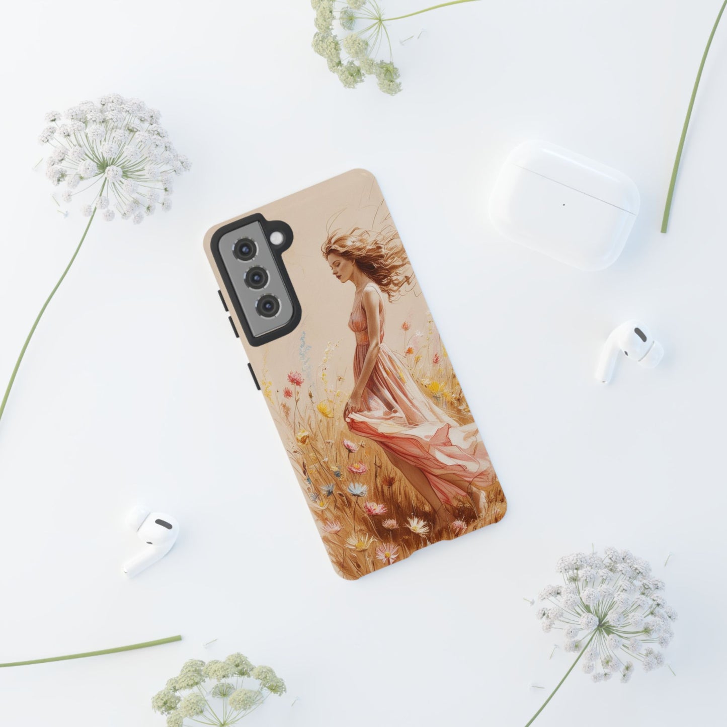 Phone Case - Vintage Woman Art Tough Case - Shockproof Matte & Glossy Finish