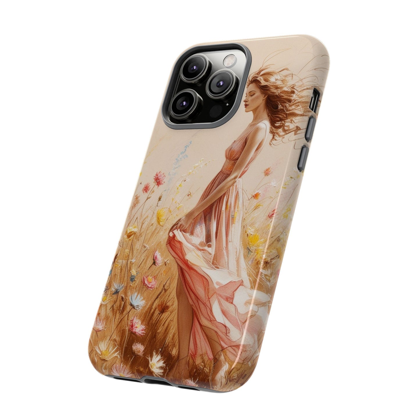Phone Case - Vintage Woman Art Tough Case - Shockproof Matte & Glossy Finish