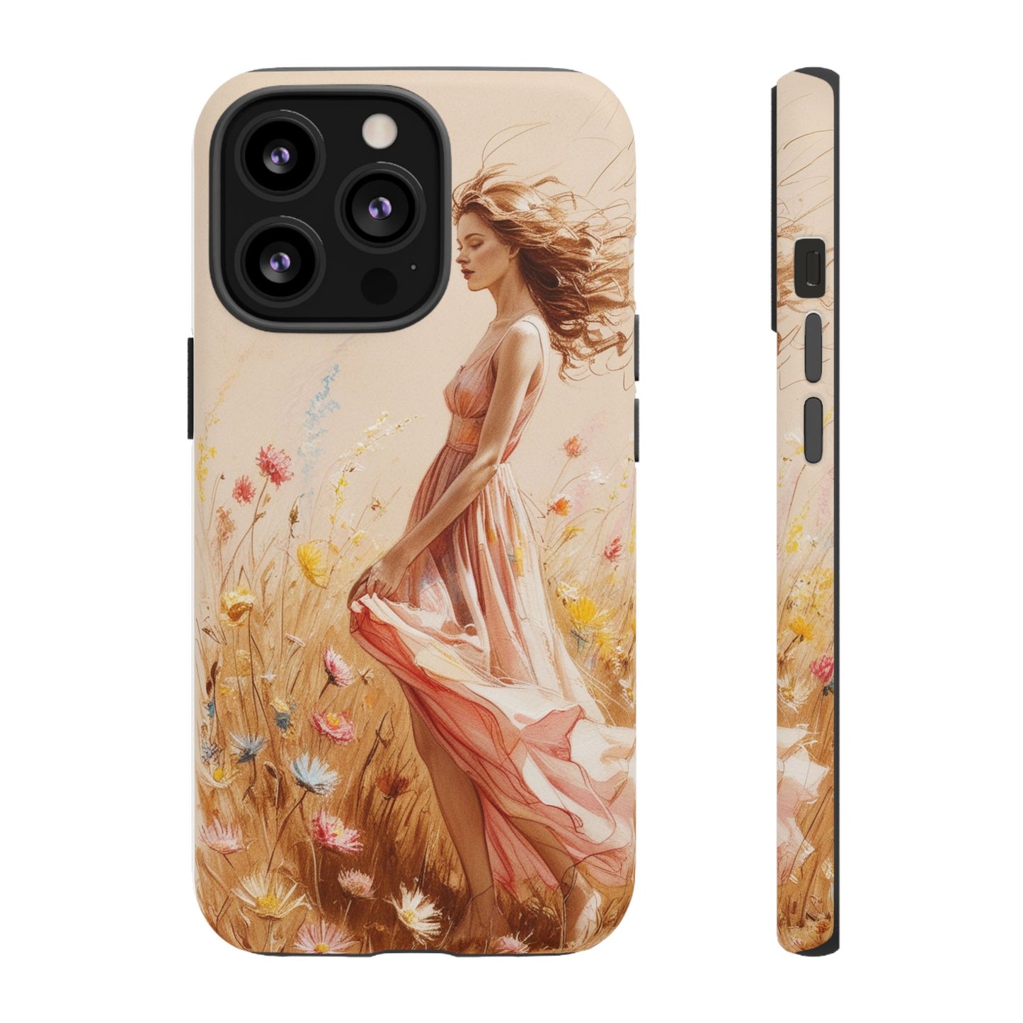 Phone Case - Vintage Woman Art Tough Case - Shockproof Matte & Glossy Finish