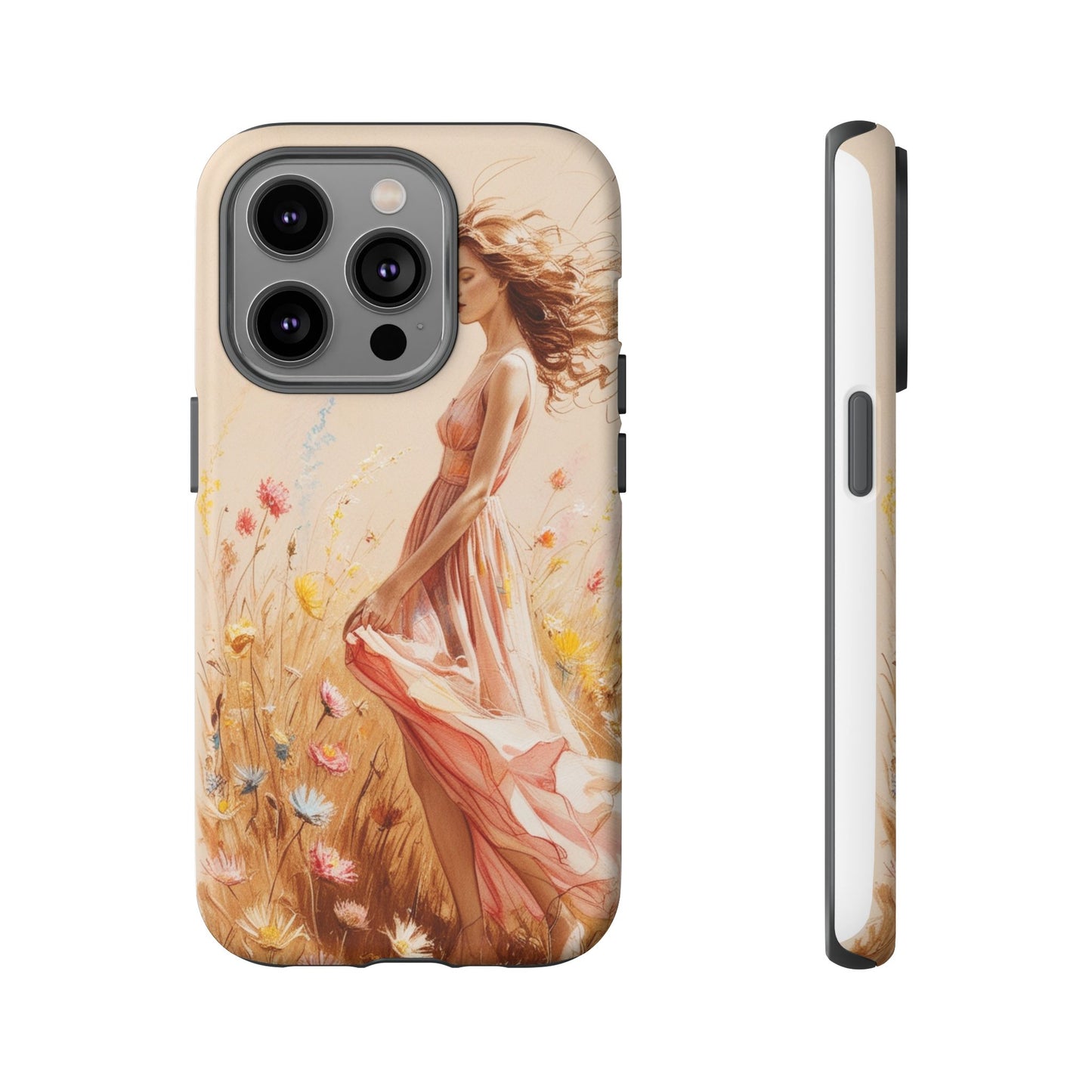 Phone Case - Vintage Woman Art Tough Case - Shockproof Matte & Glossy Finish