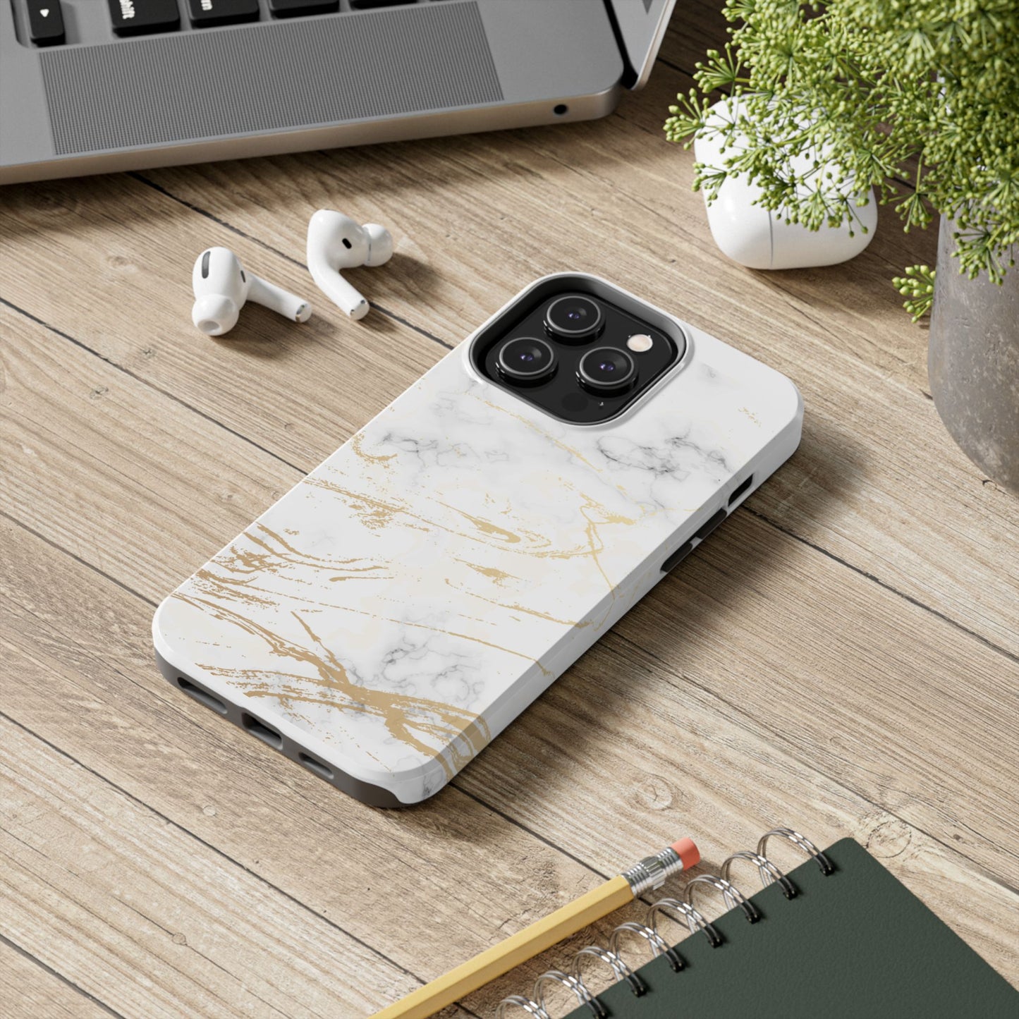 Gold Marble Tough Phone Case – Shockproof Luxury Cover for iPhone & Samsung