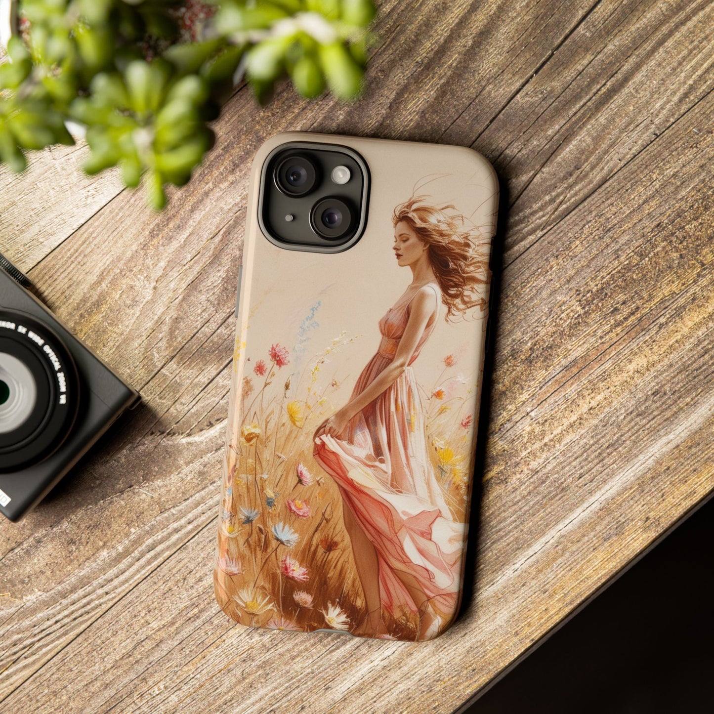 Phone Case - Vintage Woman Art Tough Case - Shockproof Matte & Glossy Finish