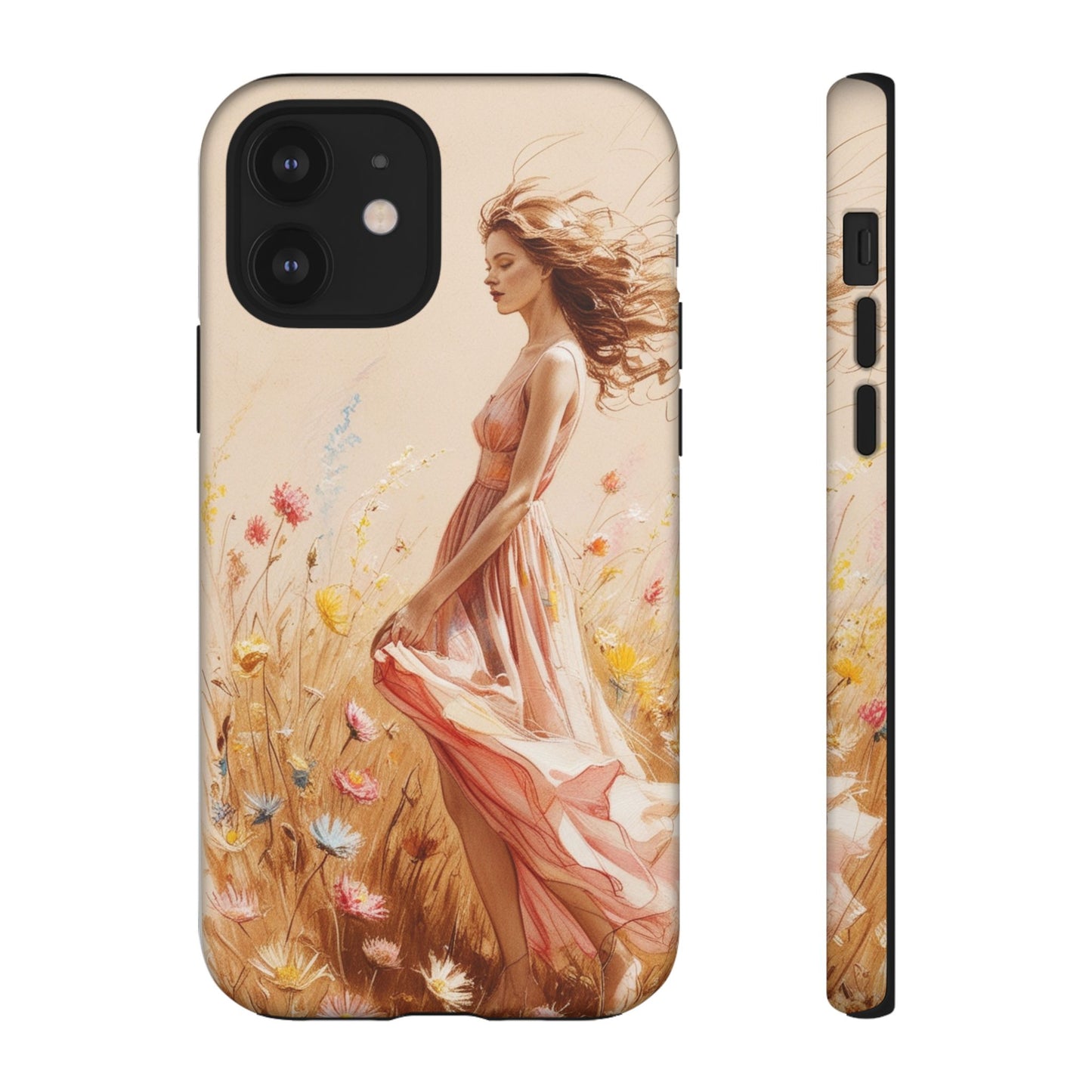Phone Case - Vintage Woman Art Tough Case - Shockproof Matte & Glossy Finish
